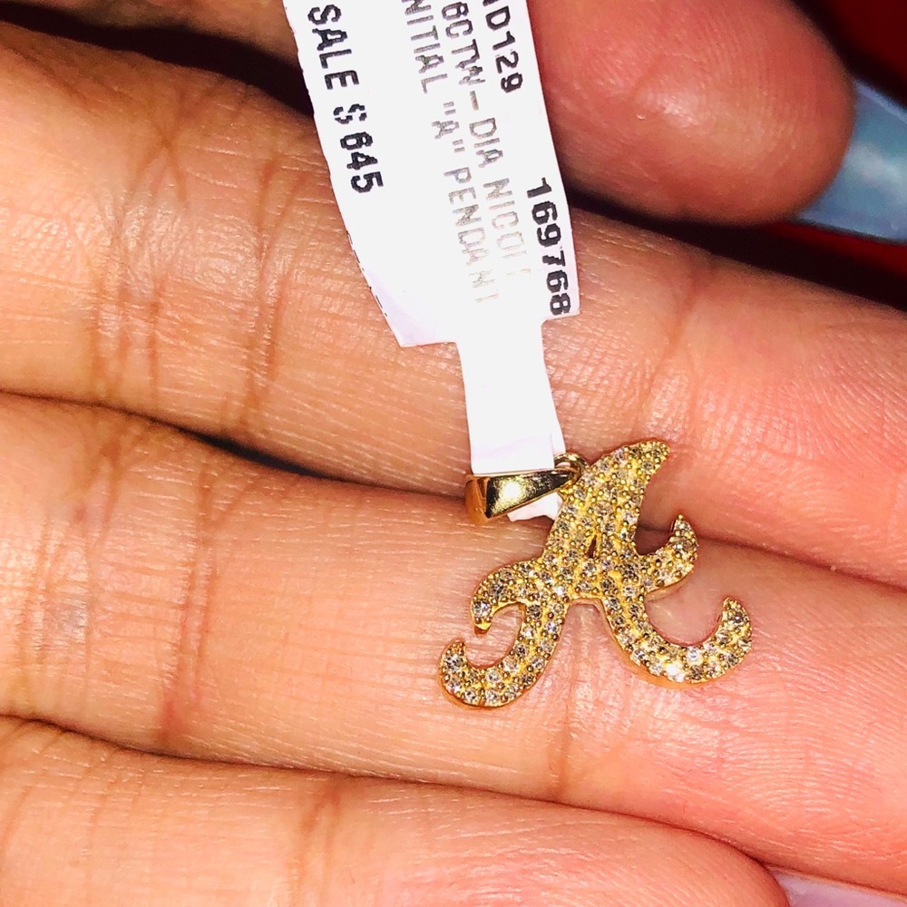 10k solid gold real Diamond A initial pendant, FREE APPRAISAL, free ship, Sale - Picture 13 of 13